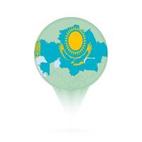 Kazakhstan map, stylish location icon with Kazakhstan map and flag. vector