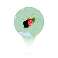 Afghanistan map, stylish location icon with Afghanistan map and flag. vector
