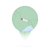 Nepal map, stylish location icon with Nepal map and flag. vector