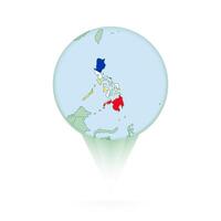 Philippines map, stylish location icon with Philippines map and flag. vector