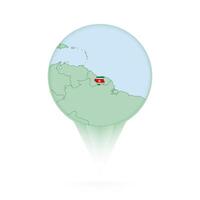 Suriname map, stylish location icon with Suriname map and flag. vector