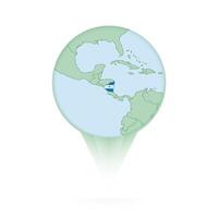 Nicaragua map, stylish location icon with Nicaragua map and flag. vector