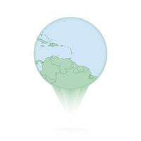 Grenada map, stylish location icon with Grenada map and flag. vector