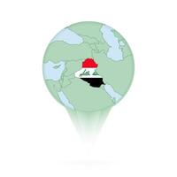 Iraq map, stylish location icon with Iraq map and flag. vector
