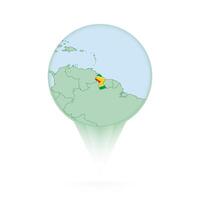 Guyana map, stylish location icon with Guyana map and flag. vector