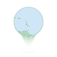 Saint Kitts and Nevis map, stylish location icon with Saint Kitts and Nevis map and flag. vector