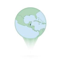 Belize map, stylish location icon with Belize map and flag. vector