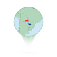 Paraguay map, stylish location icon with Paraguay map and flag. vector