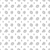 Cupcakes with currant berries in doodle style. Seamless pattern. vector