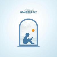 national grammar day Banner With books. Learning language concept. Learning the English language. vector