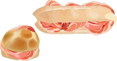 A sandwich with meat and a shell vector