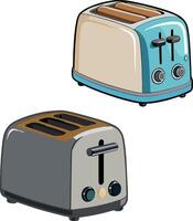 Two colorful toasters ready to make crunchy toast for breakfast vector