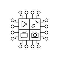 AI in entertainment line icon design. Implementation AI in entertainment sector vector