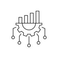AI in business line icon design. Implementation AI in business sector. Chart with gear and circuits line design vector
