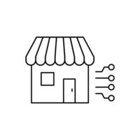AI in retail line icon design. Implementation AI in retail sector. Store with circuit line design vector