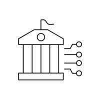 AI in government line icon design. Implementation AI in government sector. Government building with circuit line design vector