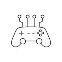 AI in game line icon design. Implementation AI in gaming. Gaming stick with cricut line design vector