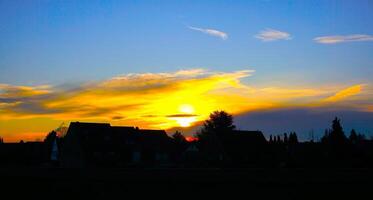 beautiful sunrise in a cold morning photo