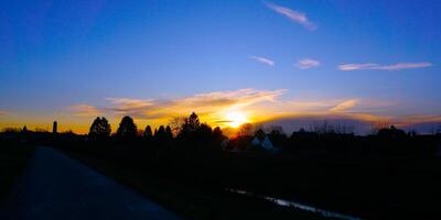 beautiful sunrise in a cold morning photo