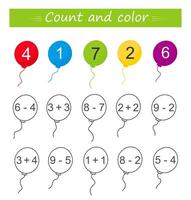 Math activity for kids. Developing numeracy skills. Number range up to 10. . vector