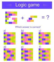 Task for development of attention and logic. IQ training test. For websites and for printing. Answer is E. vector