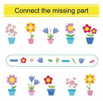 Connect the missing part. Task for the development of attention and logic. vector