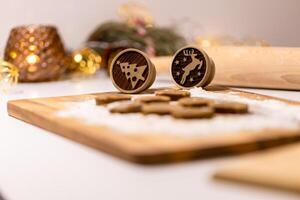 a wooden cookie cutter with a reindeer on it photo