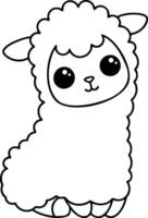 Cute llama character sitting in teacup, expressing curiosity and charm vector