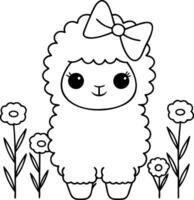 Cute llama character holding carrot, expressing joy and playfulness vector