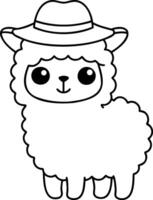 Cute llama holding balloon, playful and whimsical character design vector