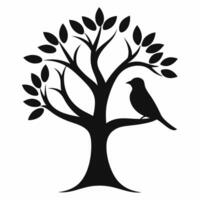 Bird in a tree silhouette illustration vector