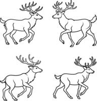 Elk runs line art illustration vector