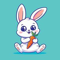 Cute rabbit holding carrot illustration vector