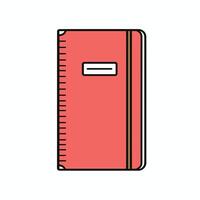 A red notebook with a pencil on top vector
