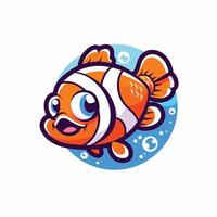 An orange clown fish with a blue background vector