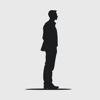 Silhouette of a man standing in front of a white background vector