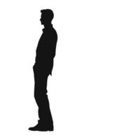 Silhouette of a man standing in front of a white background vector