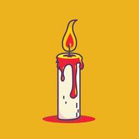 A burning candle with a dripping liquid on it vector