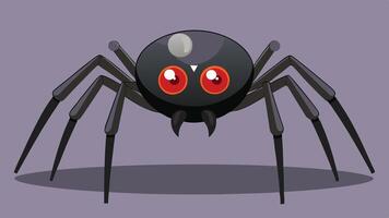 A cartoon-style spider with large red eyes stands on a simple background, showcasing its prominent features and eight long legs in a playful artistic design vector