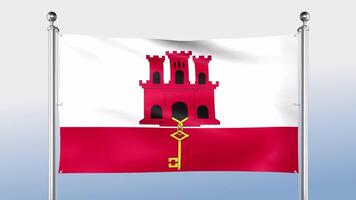 Gibraltar Flag Hangs On The Pole On Both Sides video