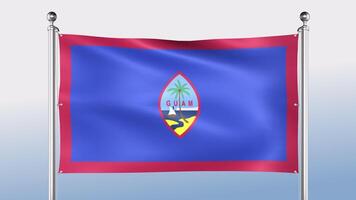 Guam Flag Hangs On The Pole On Both Sides video
