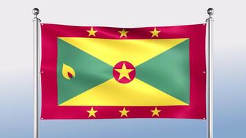 Grenada Flag Hangs On The Pole On Both Sides video