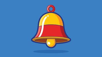 A colorful bell icon with distinct red and yellow colors on a blue background, representing notifications or alerts commonly used in digital applications vector