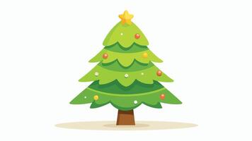 A cheerful cartoon Christmas tree adorned with colorful ornaments and a bright star at the top, set against a minimalist white background vector