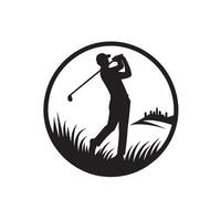 silhouette golfer playing golf on the field vector