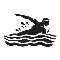 silhouette swimmer swimming on the pool vector