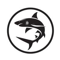 silhouette jump of shark on the circle vector