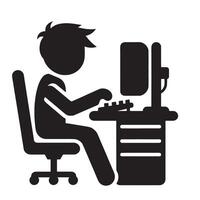 silhouette programmer work on their computer in office vector