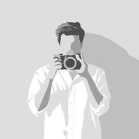 Stylish Photographer with Camera in Monochrome vector