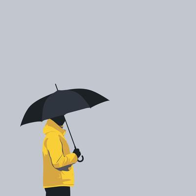 Solitary Figure Underneath an Umbrella on a Gloomy Day